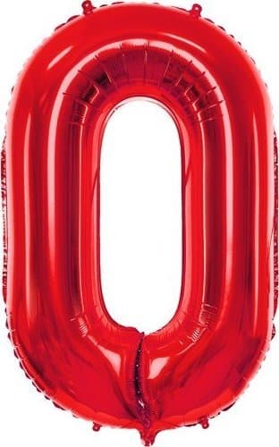 Folieballon Nummer \"0\", 86cm, rød