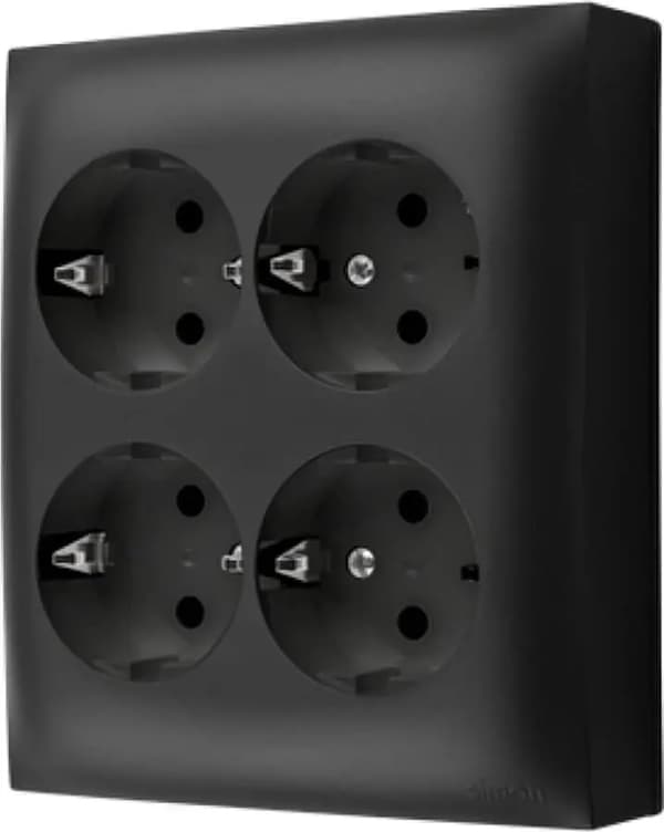Kontakt-Simon Simon Aquaclick Stikkontakt IP20, Schuko, 4x sort ACGSZN4/49