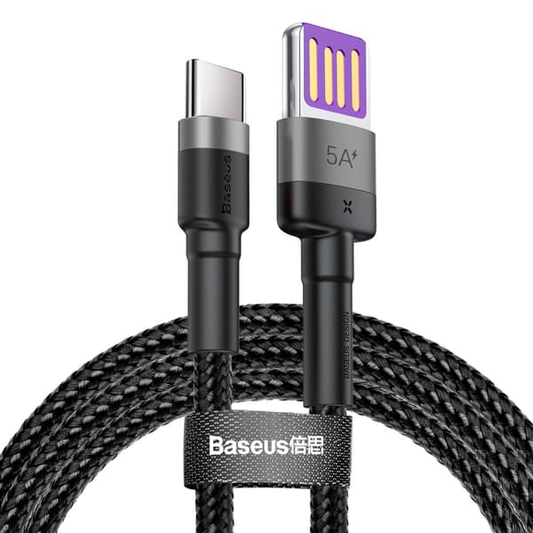 Baseus Type-C Cafule SuperCharge 40W PD 3.0, QC 3.0, 40W, 1m harmaa/musta (CATKLF-PG1)