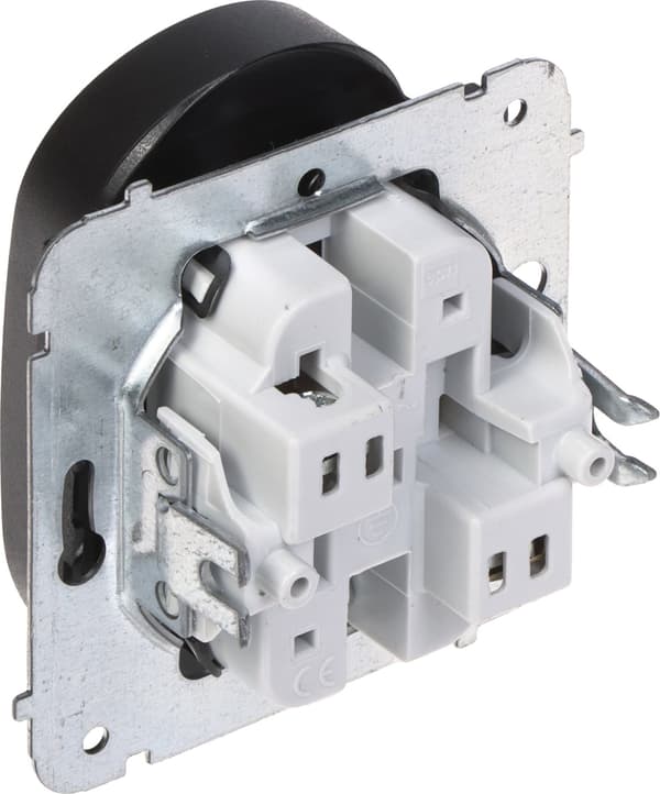 SANTRA stikkontakt 2x2P+med modul uden ramme planforsænket sort 4143-19