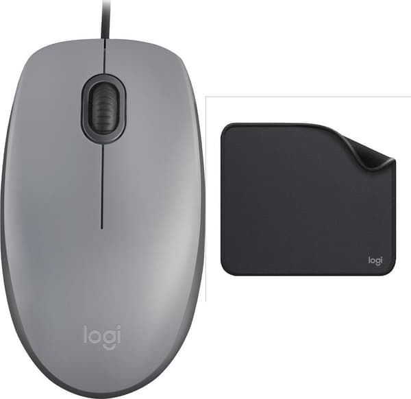 Logitech-hiiri Logitech Corded M110 Silent Mouse, harmaa, EMEA + Studio Series - GRAPHITE (956-000049)