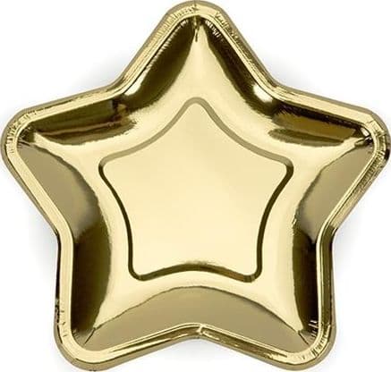 Party Deco Paptallerkener, Stjerne, guld, 18 cm, 6 stk universal