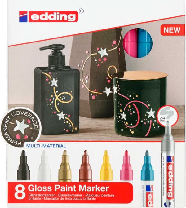 Edding Polyplucking oliemarkører, 8 stk, farvede