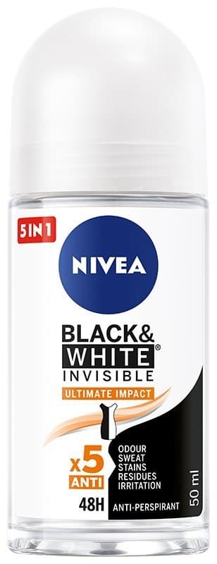 Nivea Nivea Deodorant BLACK& WHITE INVISIBLE Ultimate Impact 5i1 roll-on 50ml