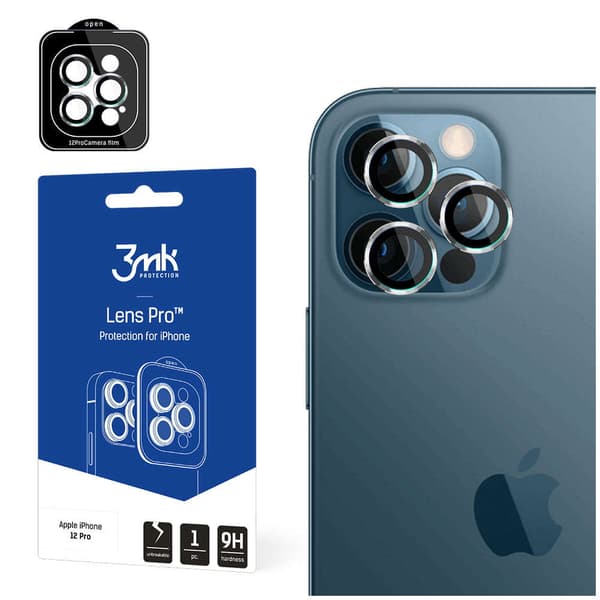 3MK Linsskydd Pro iPhone 12 Pro Kameraskydd med monteringsram 1 st.