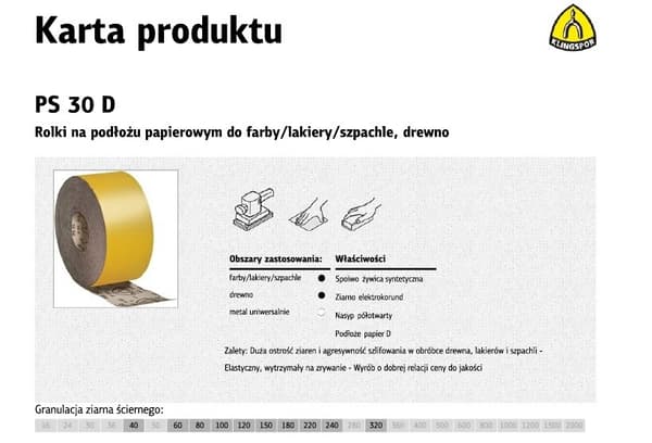 KLINGSPOR PAPPERGOLVRULLE PS30D 115mm gr.320 (50mb)