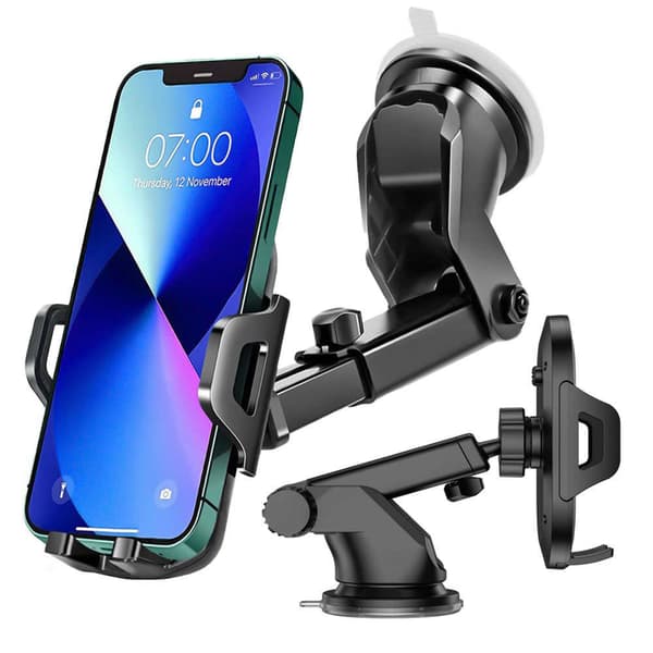 Universal bilholder Bilholder til instrumentbræt, forrude, telefon Sort