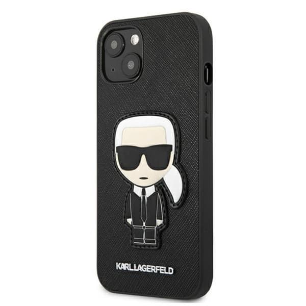 Karl Lagerfeld Saffiano Ikonik Karl's Patch Cover til iPhone 13 mini - Sort