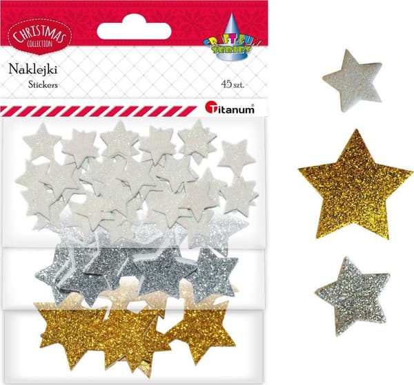 Vaahtomuovitarroja, kimaltelevia tähtiä, lajitelma, 45 kpl
