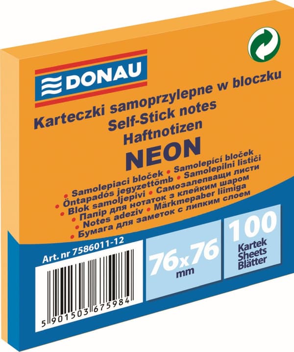Lappar Donau 76x76mm neonorange (100)