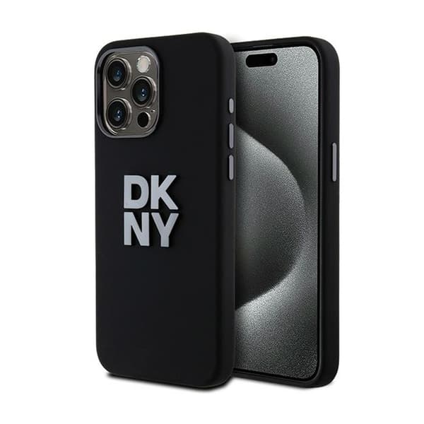 DKNY etui til IPHONE 15 Pro Max DKHCP15XSMCBSK (DKNY HC Silicone W/Stack Metal Logo) sort