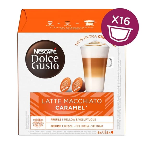 Kaffe i kapslar NESCAFE DOLCE GUSTO Latte Macchiato Caramel 16 kapslar