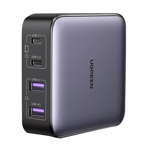 UGREEN CD327 Nexode seinälaturi, 2x USB-C, 2x USB-A, GaN, 65W (harmaa)