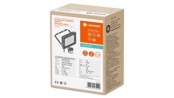 Ledvance LED-projektori FLOOD COMPACT SENSOR V 10W 840 SYM 100 BK 4058075575240