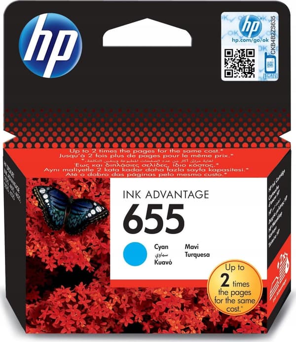 HP 655 - farvebaseret cyan - original - blækpatron