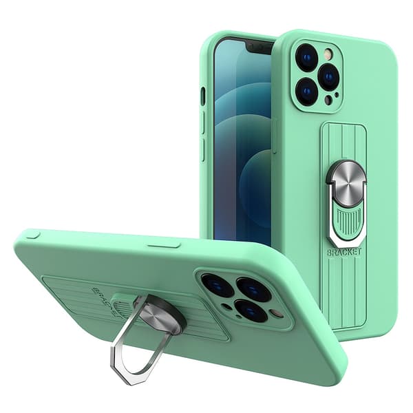 Ring Case Silikonfodral med fingergrepp och stativ för iPhone 12 Pro Max mint