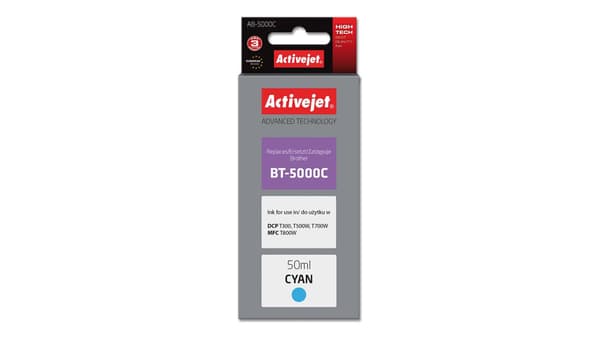 Activejet AB-5000C blækflaske (erstatning for Brother BT-5000C; Supreme; 50 ml; blå)
