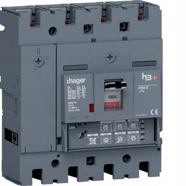MCCB afbryder h3+ P250 4P 100A 70kA LSI HET101JR