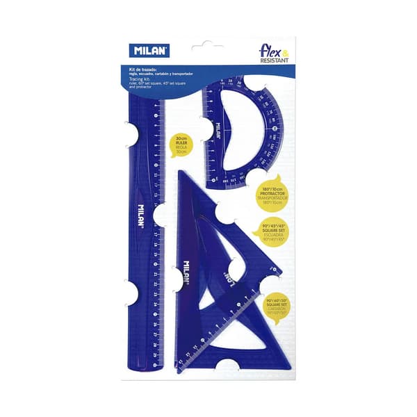 Geometriasetti Milan Flex&Resistant Sininen PVC 4 Kappaletta