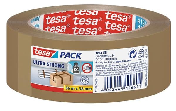 Tesapack Ultra Strong 66m 38mm brun PVC Q4124 -packtejp-
