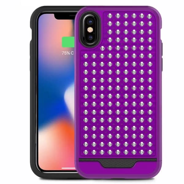 Zizo Star Diamond Hybrid Cover - iPhone X Cover (Lilla/Sort)