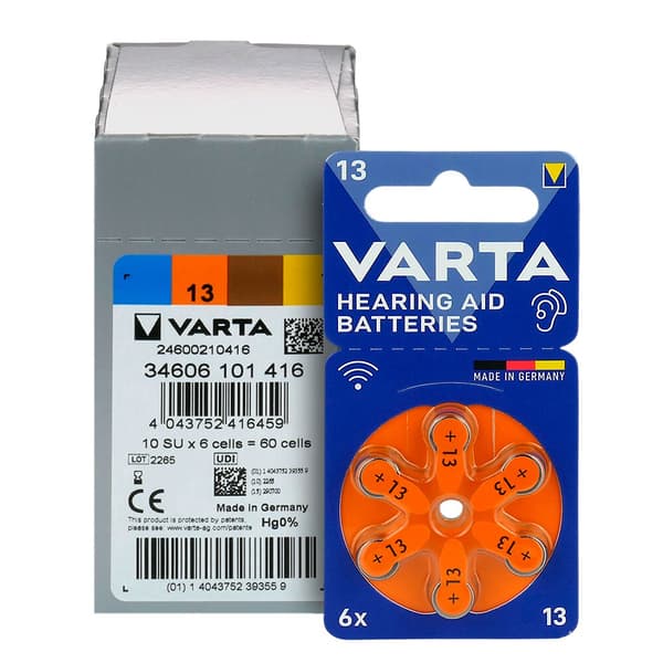 1x6 Varta hörapparatsbatterier Typ 13 24606101416