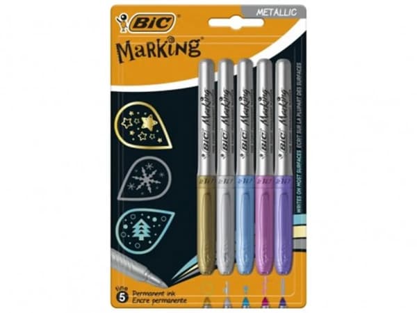 Marker med metallisk blæk 5 farver BIC