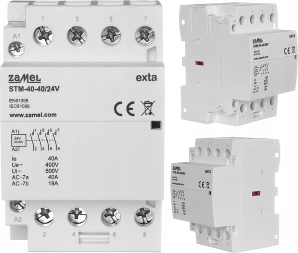 Installationsmodulär kontaktor 40A 4Z 24V AC/DC+F13 typ: STM-40-40/24V EXT10000297