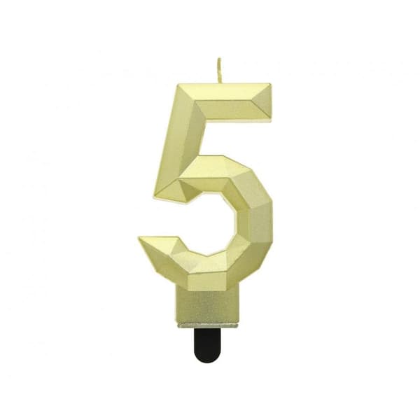 Tårtnummer 5 Diamant metallicguld 7,6cm Godan