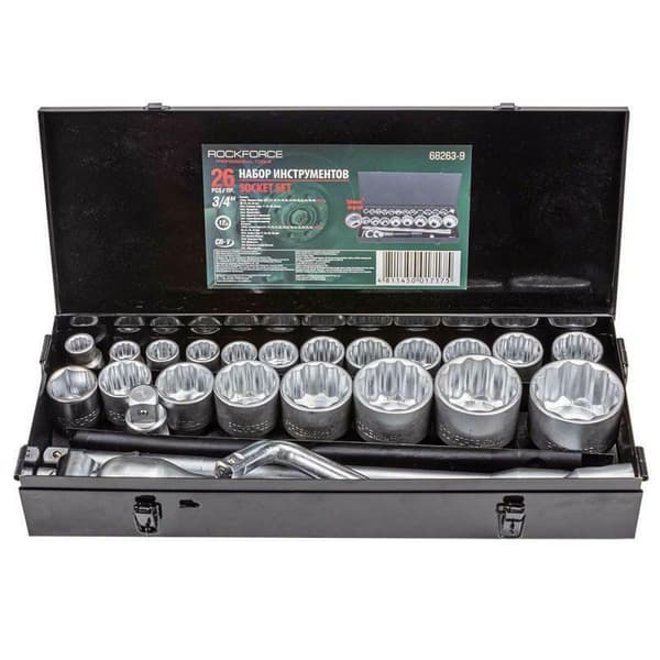 ROCKFORCE Hylsnyckelsats 26 delar. 3/4\" 12CAT.