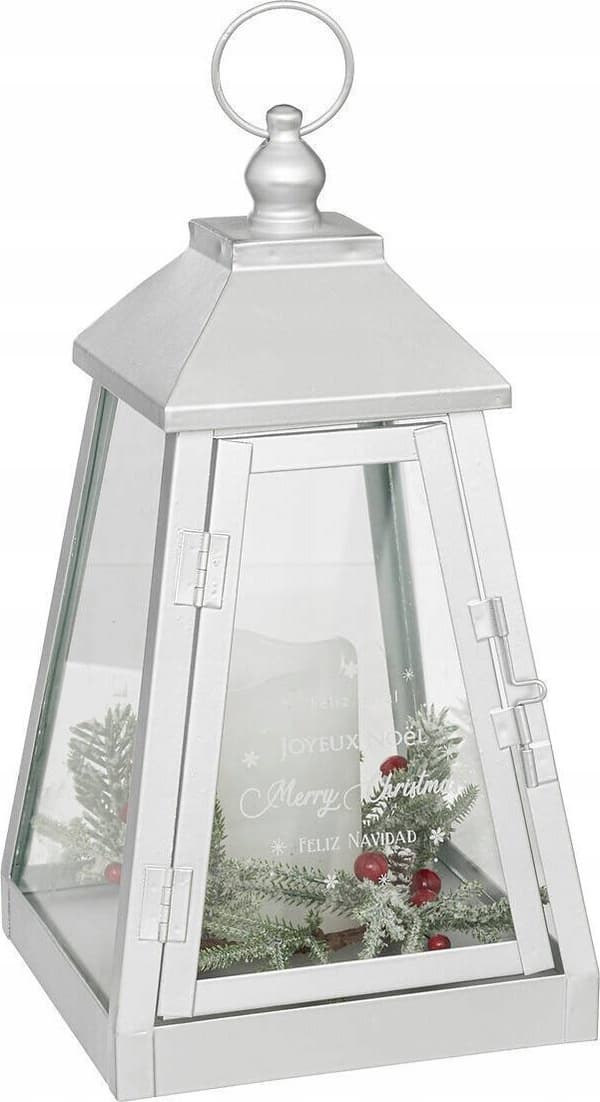 Atmosphera Metallygte med LED-lys, 32 x 17 cm