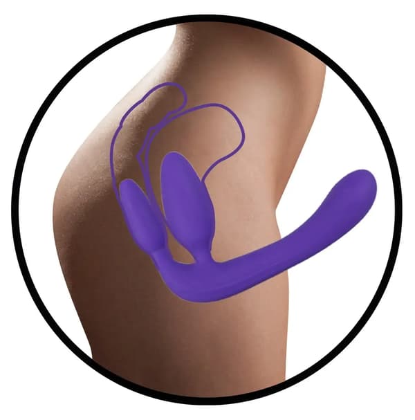 Trippel strap-on dildos penetration i varje hål