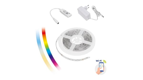 17W/5m Silikone LED Strip Sæt+Controller+WiFi Spectrum Strømadapter