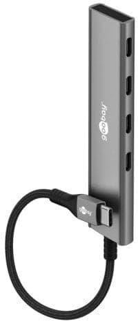 Goobay Slim 4-porttinen USB-keskitin, USB-C–USB-C, 5 Gbit/s