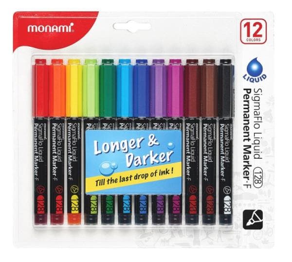 Permanent marker SigmaFlo F 128 12 farver ASTRA