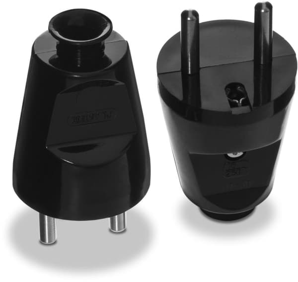 SUORA IRROTETTAVA PISTOKE 2P+Z, 16A, 250V MUSTA