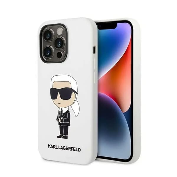 Karl Lagerfeld KLHCP14LSNIKBCH iPhone 14 Pro 6.1\" Hardcase vit/vit Silikon Ikonik
