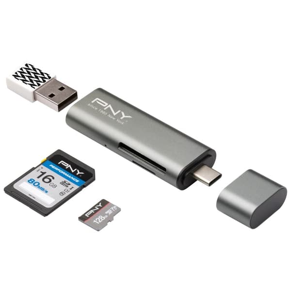 PNY USB-C -kortinlukija/USB-A-sovitin