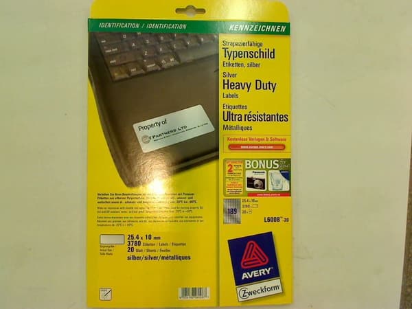 Avery Zweckform klassad A4 25,4 x 10 mm silver