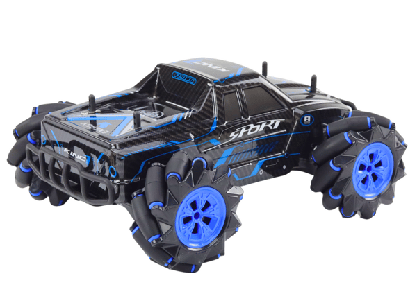 Kauko-ohjattava maastoauto RC Drift vinosti ajava sininen