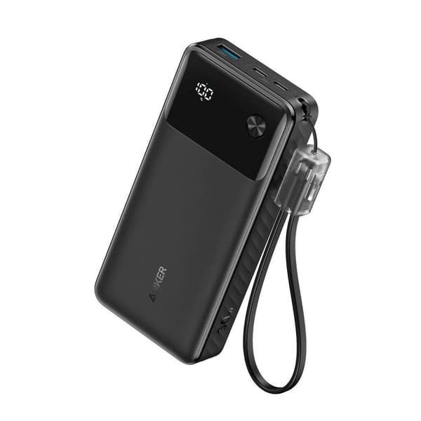 PowerBank med USB-C-kabel 20000mAh Power Delivery 30W Sort