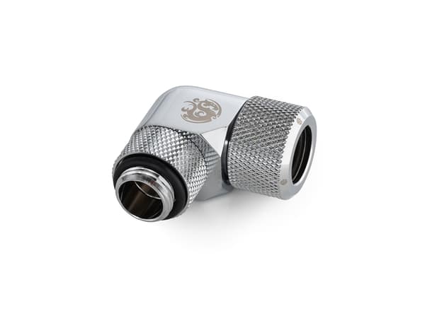 Bitspower Advanced 90 graders G1/4 tum AG-adapter för 12 mm AD hårdrör - roterande, silver
