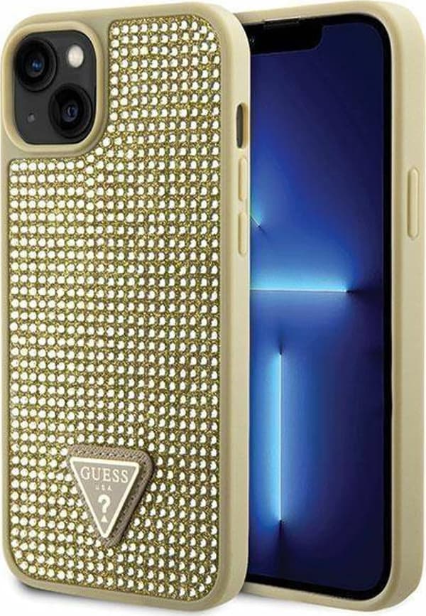 Guess GUHCP14SHDGTPD iPhone 14 6,1\" Guld/Guld Hardcase Strass Triangel