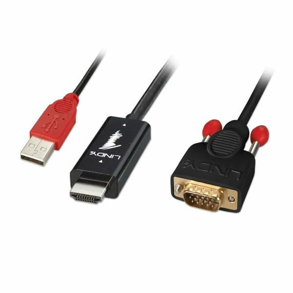 Kabel Lindy HDMI - D-Sub (VGA) + USB-A 1m sort (41455)