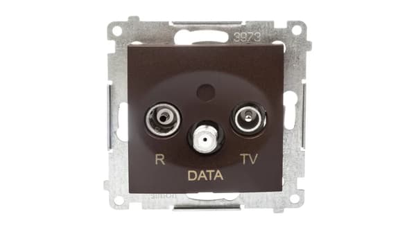 Simon 54 Antennestik R/TV/DATA messing mat DAD.01/46
