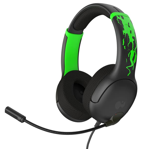 PDP Airlite Glow Headset Ledningsført Spil Sort, Grøn
