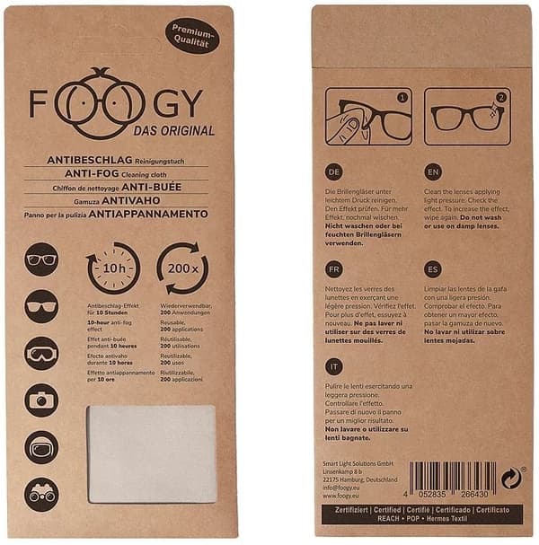 Foogy imglasögon och mikrofiberrengöringsduk