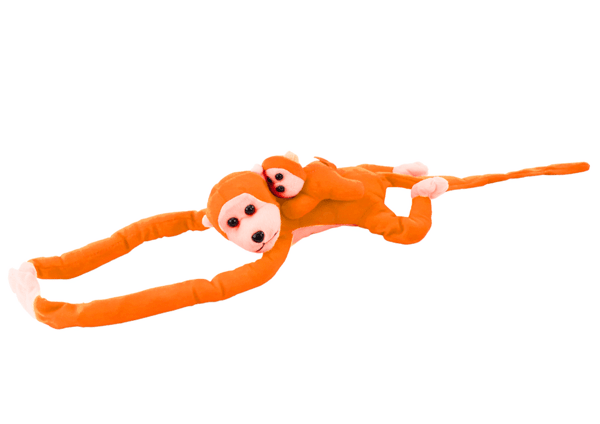 Maskot Plys Abe med Baby, Orange 90 cm
