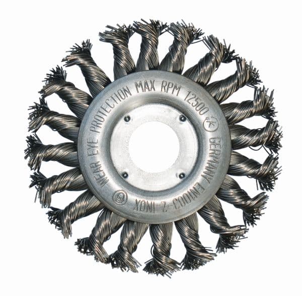 Rundborste 115 mm/22,2 ABRABORO - flätad tråd 0,5 mm INOX