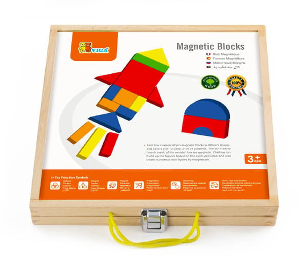 Viga Blocks Dienesa Træ Magnetisk Kuffert i Montessori Kuffert